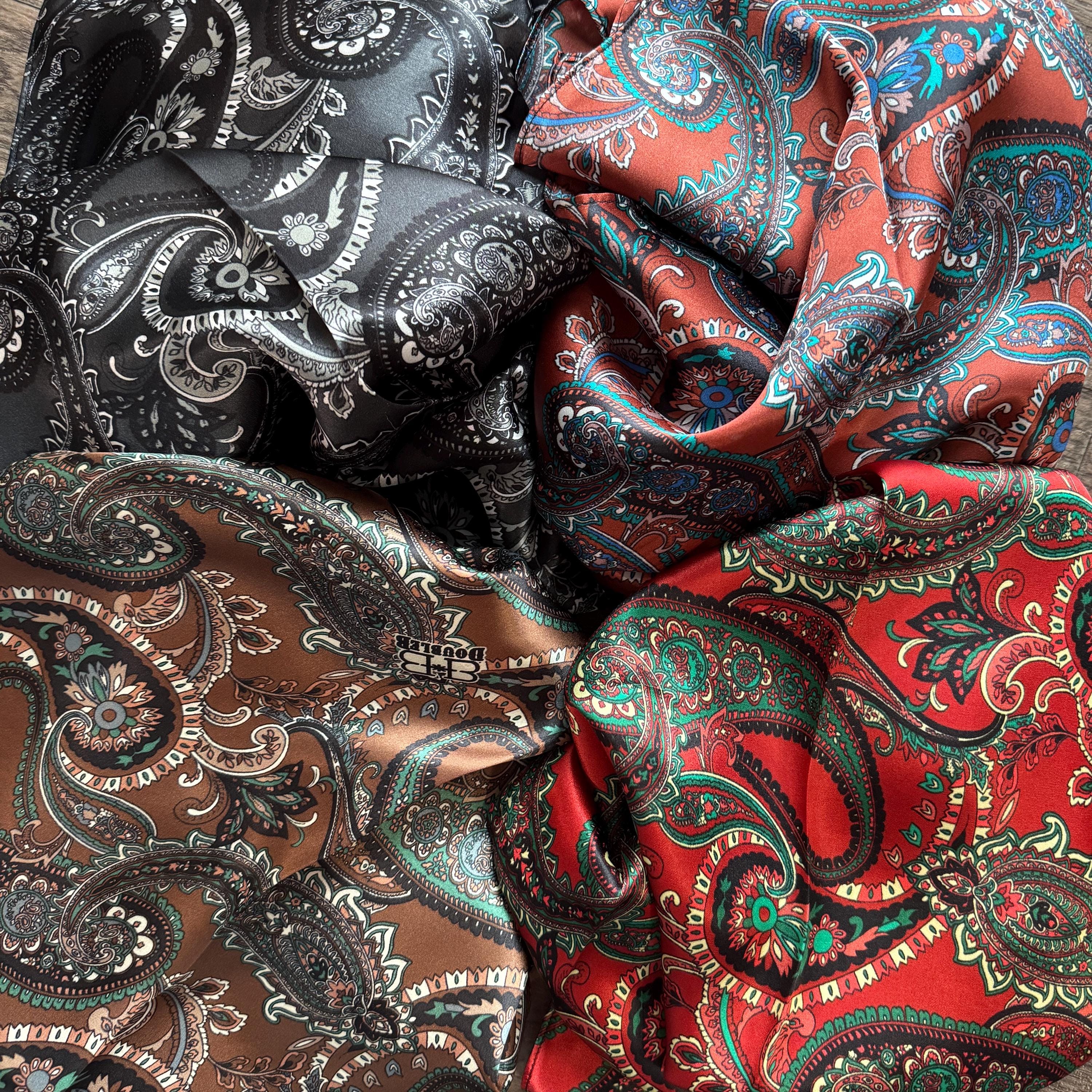 Classical Rags 100% Silk Wild Rag Classic Paisley Red Brown Pink Black Purple Blue by ...