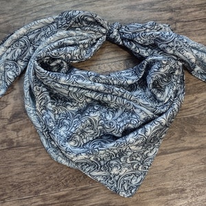 Wild Rag Engraved Sterling Silver Print Cowboy Western Neck Scarf Bandanna by Double B Wild Rags