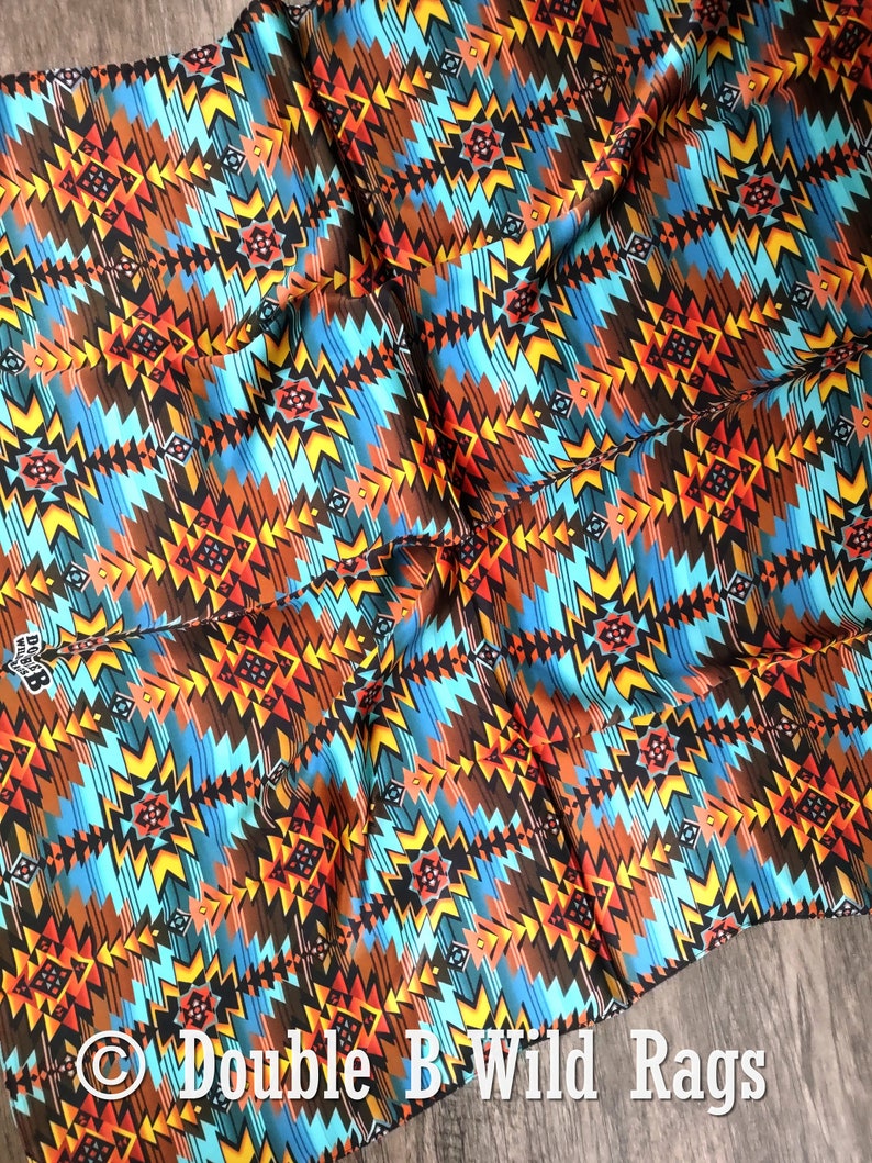 Wild Rag 100% Silk Turquoise and Orange Sunset Cowboy Western Neck ...