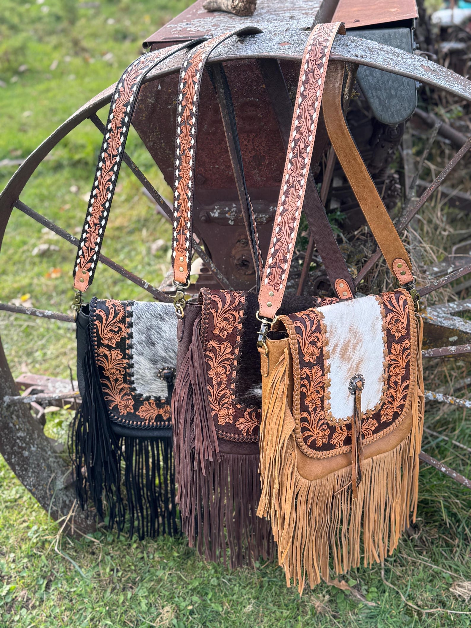 Western Rug Purses Western Fringe Purse Genuine Cowhide and Leather by Double B Wild Rags ...