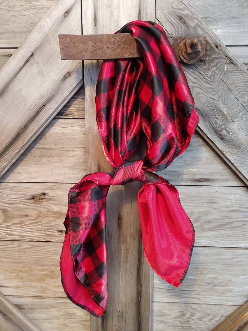 Wild Rag Red Buffalo Plaid Check Cowboy Western Neck Scarf | Etsy