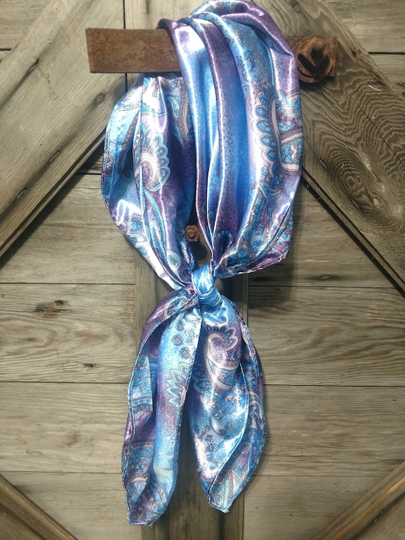 Silk Charmeuse Wild Rag Turquoise Paisley Purple Western Scarf Accessoires Sjaals & omslagdoeken Bandanas 
