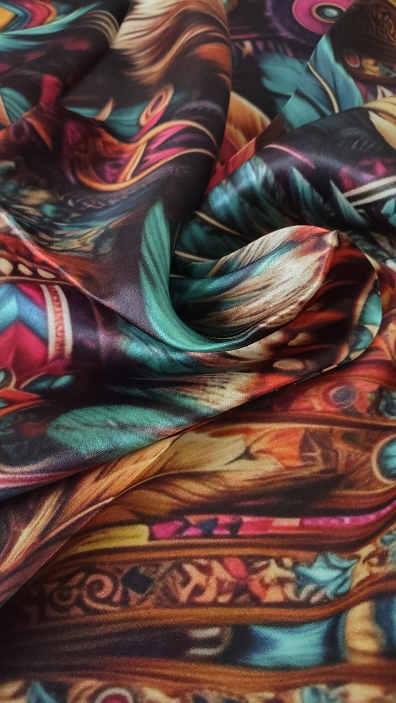 Wild Rag 100% SILK Pink and Purple Feather Western Neck Scarf Bandanna ...