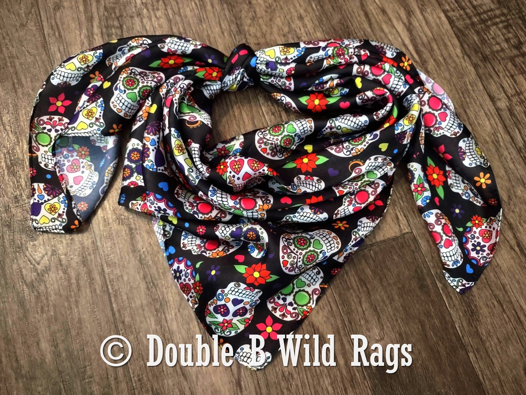 Cowboy Neck Rags Wild Rag Día De Los Muertos Sugar Skull Cowboy Western Neck Scarf ...
