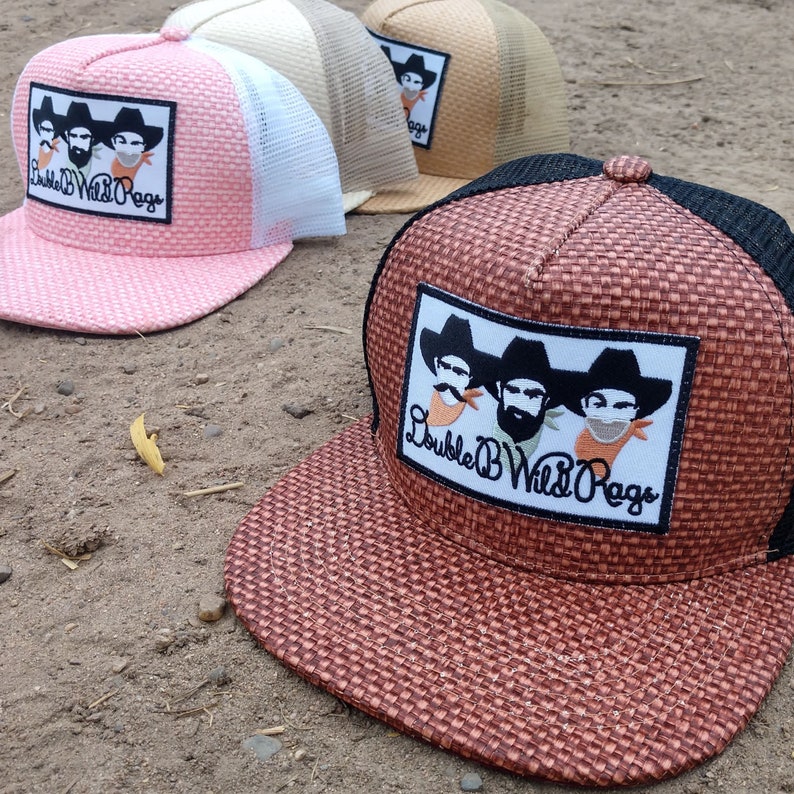 Double B Wild Rags Vintage Western Straw Snapback Trucker Hat cap 4 different colors