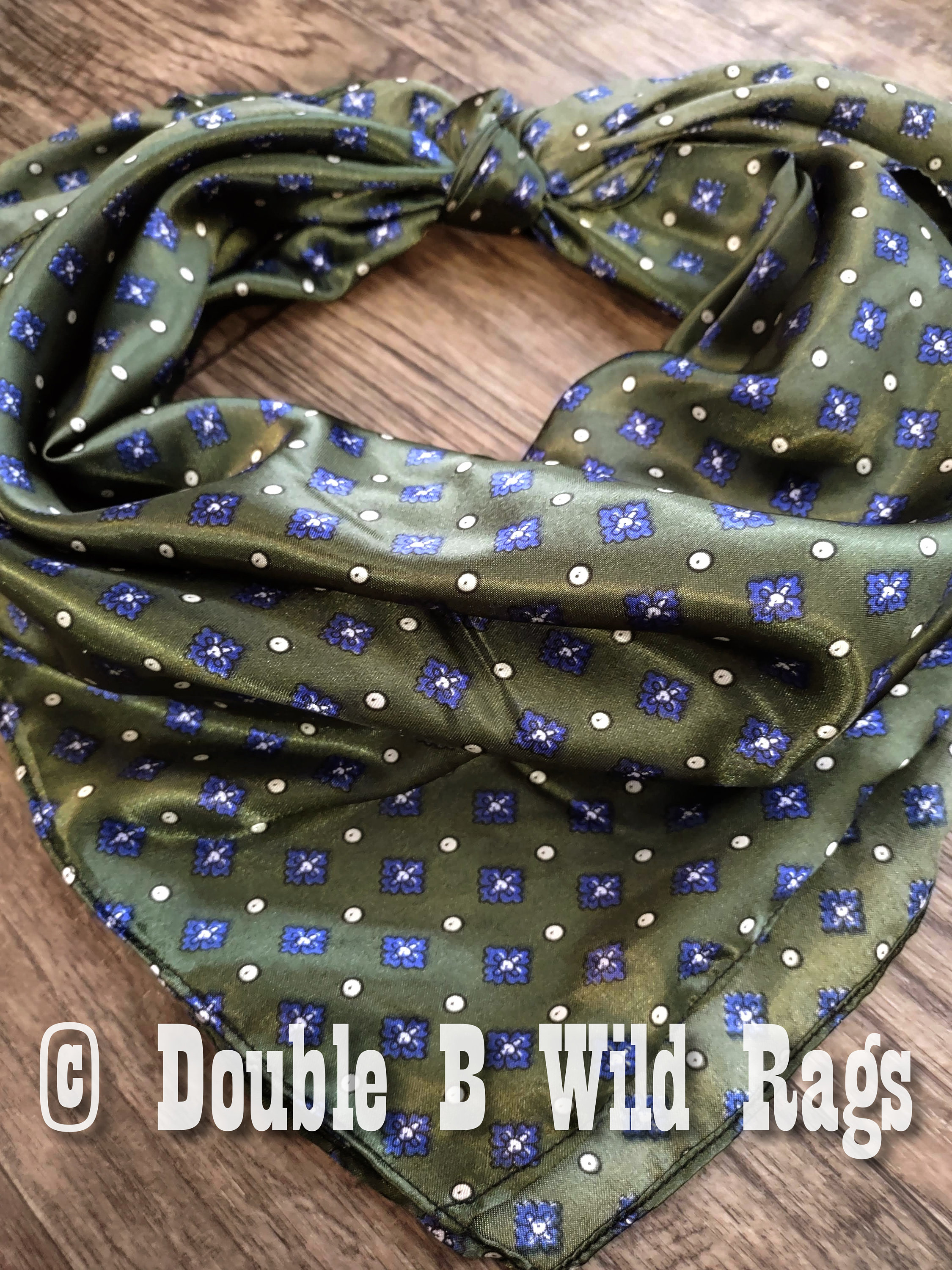 Cowboy Neck Rags WILD RAG Hunter Green With Blue Motif Cowboy Western Neck Scarf ...