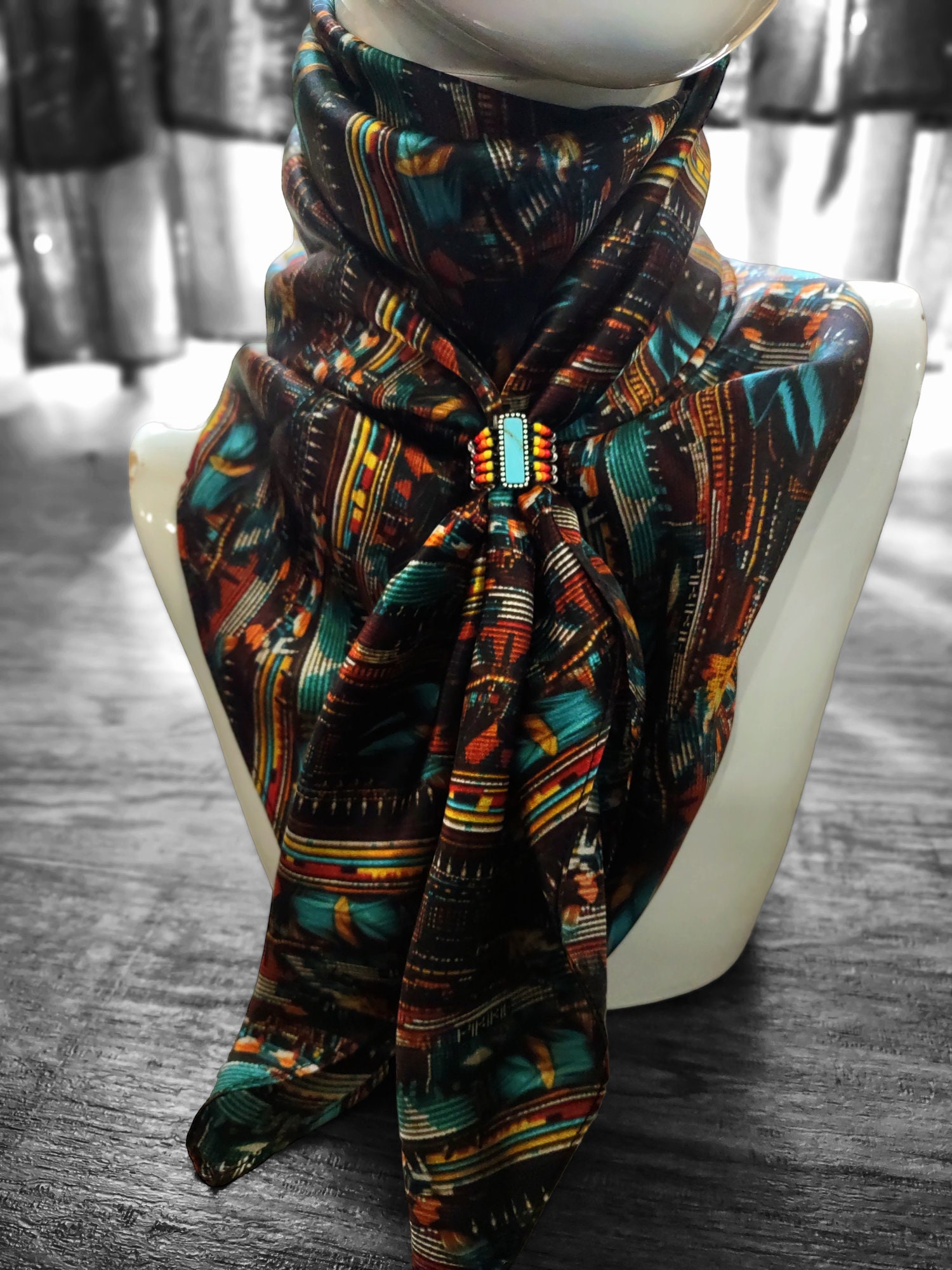 Wild Rag Native Wild Rag 100% SILK Seed Bead Native Style Cowboy Western Neck Scarf ...