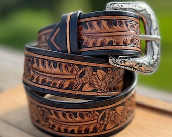 Texas Ranger Tex Tan Leather Western Belt With Buckle - Etsy display picture 2
