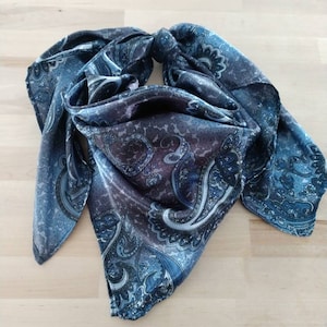 Wild Rag PAISLEY 109 Denim Blue Paisley Cowboy Western Neck Scarf Bandanna by Double B Wild Rags