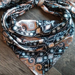 Wild Rag AZTEC 912 Black and Peach Mayan Tribal Print Western Cowboy Neck Scarf Bandana by Double B Wild Rags