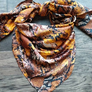 Wild Rag Deep Gold and Brown African Snakeskin Cowboy Western Neck Scarf Bandanna by Double B Wild Rags
