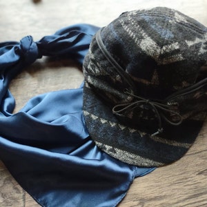 Stockman's Wool Hat NAVY BLUE Aztec Pattern Railroad cattleman's Cowboy winter hat Men's Women's