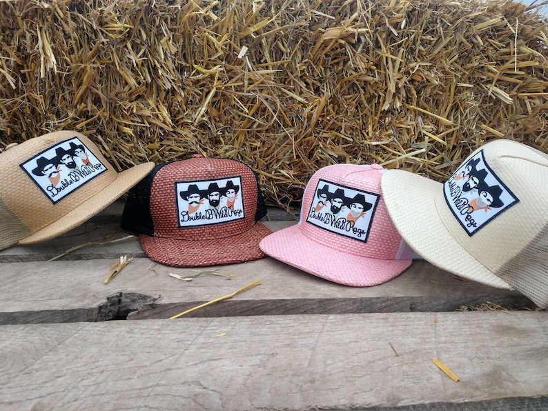 Double B Wild Rags Vintage Western Straw Snapback Trucker Hat cap 4 different colors