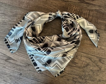 Silk Wild Rag Black and Silver Navajo Native Print by Double B Wild Rags