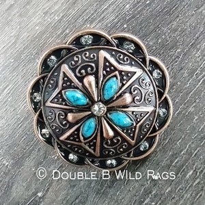 Wild Rags Concho Slide Tornister mit Türkis Perle und Strass Concho Schal Slide von Double B Wild Rags
