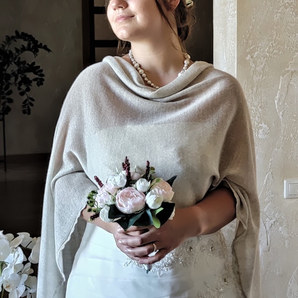 Knit Cashmere Shawl,Ivory Wrap,Bridal Shawl,Handmade shawl,Wool Shawl,Wedding Shawl,Knitted Shawl,Gray Shawl,Cashmere Wrap,Cashmere wool