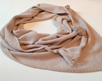 Brown Cashmere Wool Scarf,Warm Scarf,Triangle Shaped Scarf,Alpaca Winter Scarf,Gray Merino Wool Scarves,Women's Scarf,Handmade Scarves