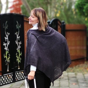 PONCHO-SHAWL,Alpaca Wool Shawl,Black Poncho Sweater,Handmade Shawl,Brown Coat,Knitted Poncho,Brown Wrap,Women Accessories,Merino Wool Coat