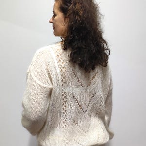 Beige Mohair Sweater,Knit Sweater,Handmade Sweater,Mohair Jacket,Bridal Sweater,Knitted Mohair Sweater,White Cardigan,Mohair Pullover