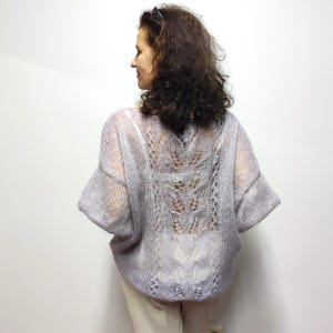 Light Grey Mohair Sweater,Knit Sweater,Handmade Sweater,Mohair Jacket,Bridal Sweater,Knitted Mohair Sweater,White Cardigan,Mohair Pullover