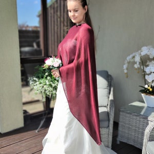Burgundy Shawl,Merino Wool Shawl,Bridal Shawl,Handmade Shawl,Wool Shawl,Wedding Shawl,Women Accessories,Knitted Shawl, Bordeaux colored Wrap