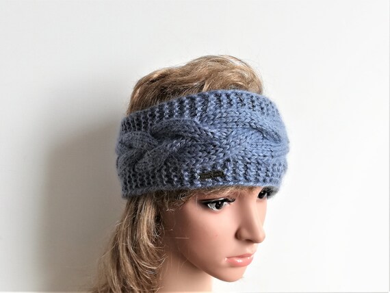 hand-spun and hand-knitted luxury and novelty soft cozy Ear Warmer Winter headband warm Alpaca and Angora gift Fall Sparkle