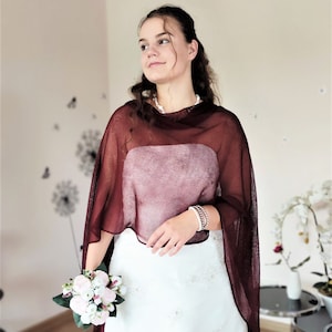 Burgundy Shawl,Merino Wool Shawl,Bridal Shawl,Handmade Shawl,Wool Shawl,Wedding Shawl,Women Accessories,Knitted Shawl, Bordeaux colored Wrap
