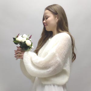 Weiß Mohair Strickjacke,Hochzeitsstrickjacke,Weiße Hochzeitsjacke,Braut Strickjacke,Mohair Pullover,Weiße Mohair Jacke,Weiße Bolero,Braut Blaue Strickjacke
