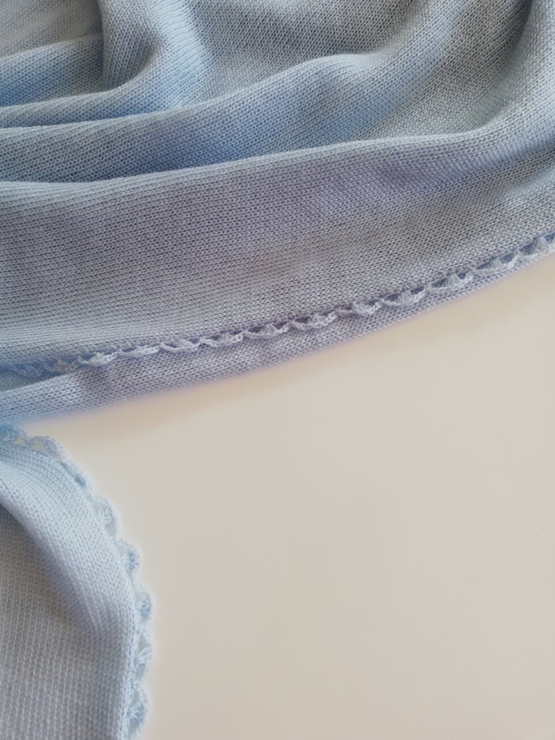 Stricken Kaschmir Schal, Blau Schal, Braut Schal, Handgefertigter Schal, Hochzeitsschal, Frauen Accessoires, gestrickt, Schal, Pastell Blau Bild 6