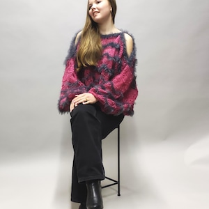 Rubine Red Mohair Sweater,Knit Sweater,Handmade Sweater,Mohair Jacket,Bridal Sweater,Knitted Mohair Sweater,Red Cardigan,Mohair Pullover