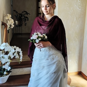 Burgundy Shawl,Merino Wool Shawl,Bridal Shawl,Handmade Shawl,Wool Shawl,Wedding Shawl,Women Accessories,Knitted Shawl, Bordeaux colored Wrap