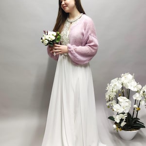 Pink Silk Mohair Cardigan,Wedding Sweater, Wedding Jacket,Bridal Cardigan,Cashmere Sweater,Silk Mohair Coat,White Bolero,Bride Blue Cardigan