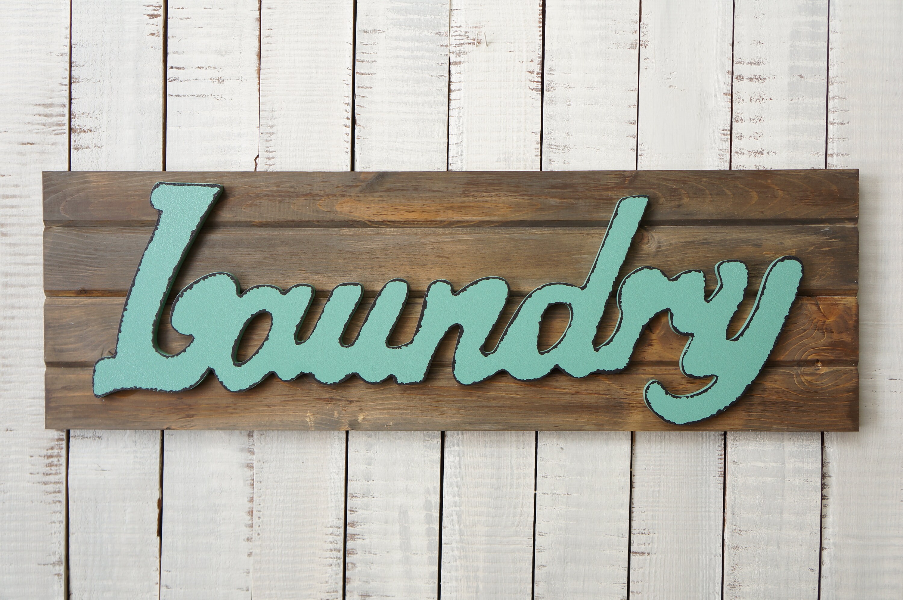 Laundry Room Decor Laundry Word Sign Wood Turquoise Laundry Etsy