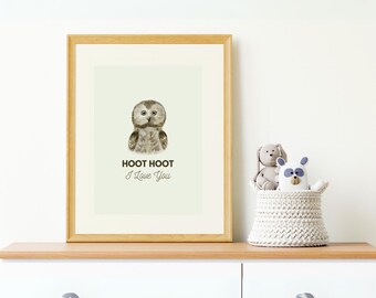Aquarel uil kinderkamerkunst – bosdierenprint (digitale download)