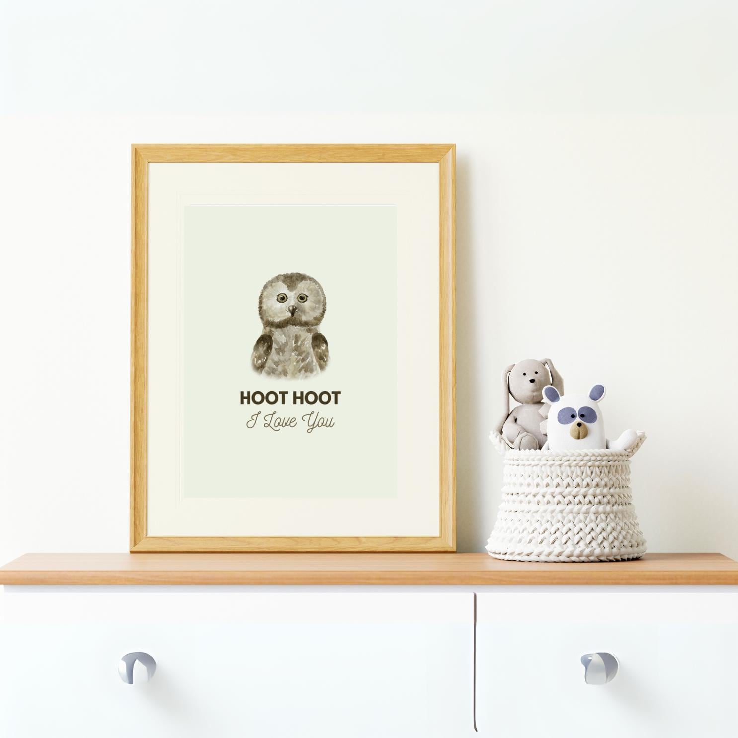 Watercolor Owl Nursery Art – Woodland Animal Print (Digital Download)