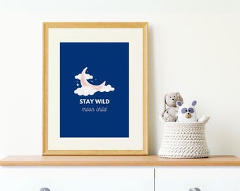 Stay Wild Moon Child Print | Boho Nursery Decor (Digital Download)