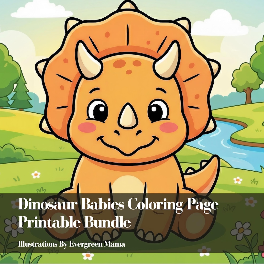 Baby Dinosaur Coloring Pages Bundle | Kids Printable Activity (PDF) - Etsy