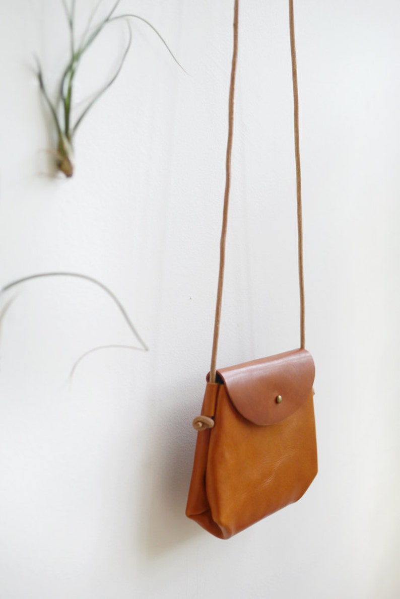 Mini Crossbody Sling small leather shoulder bag in caramel Etsy