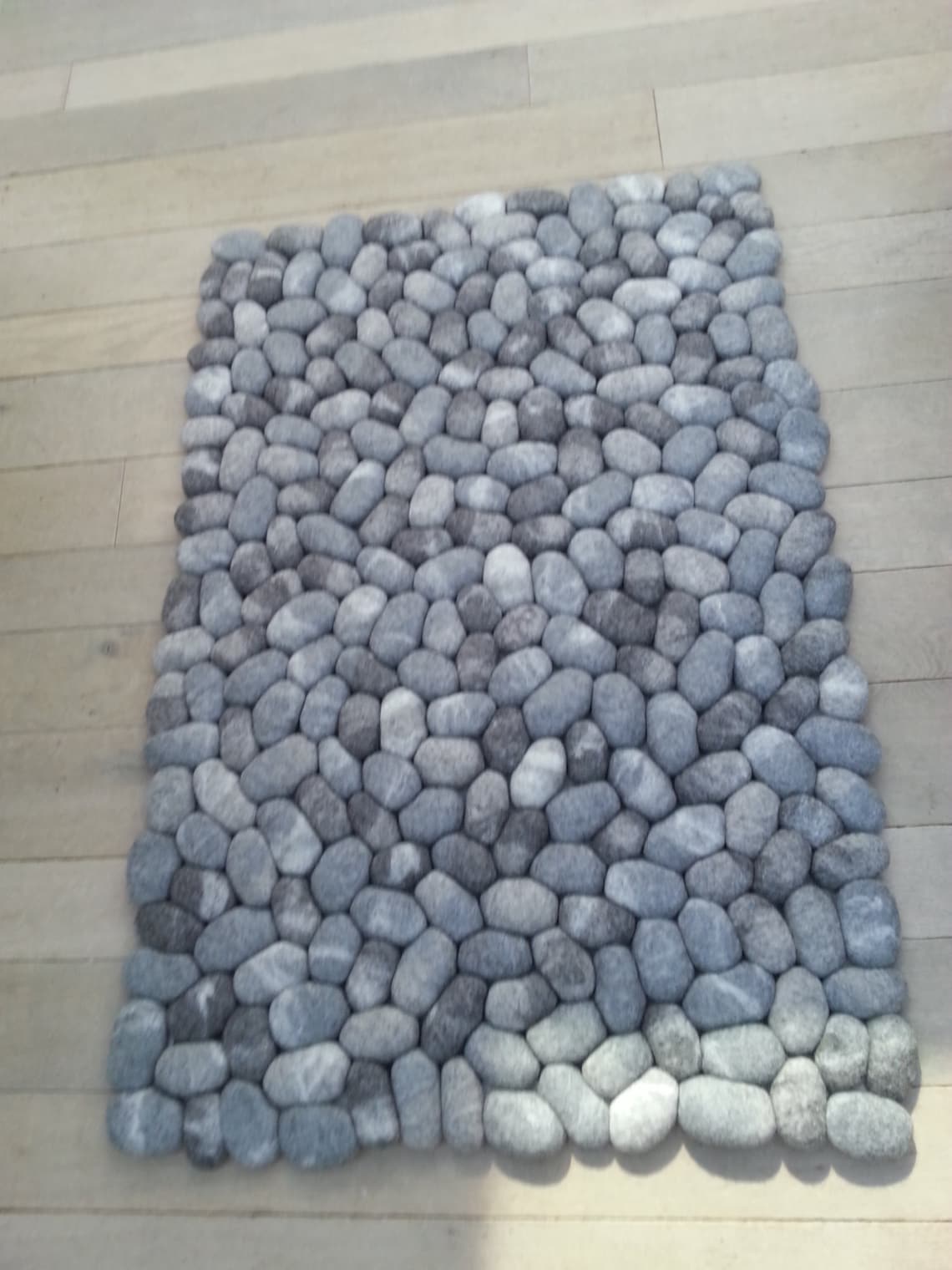 Felt stone rug supersoft pebbles gray Etsy