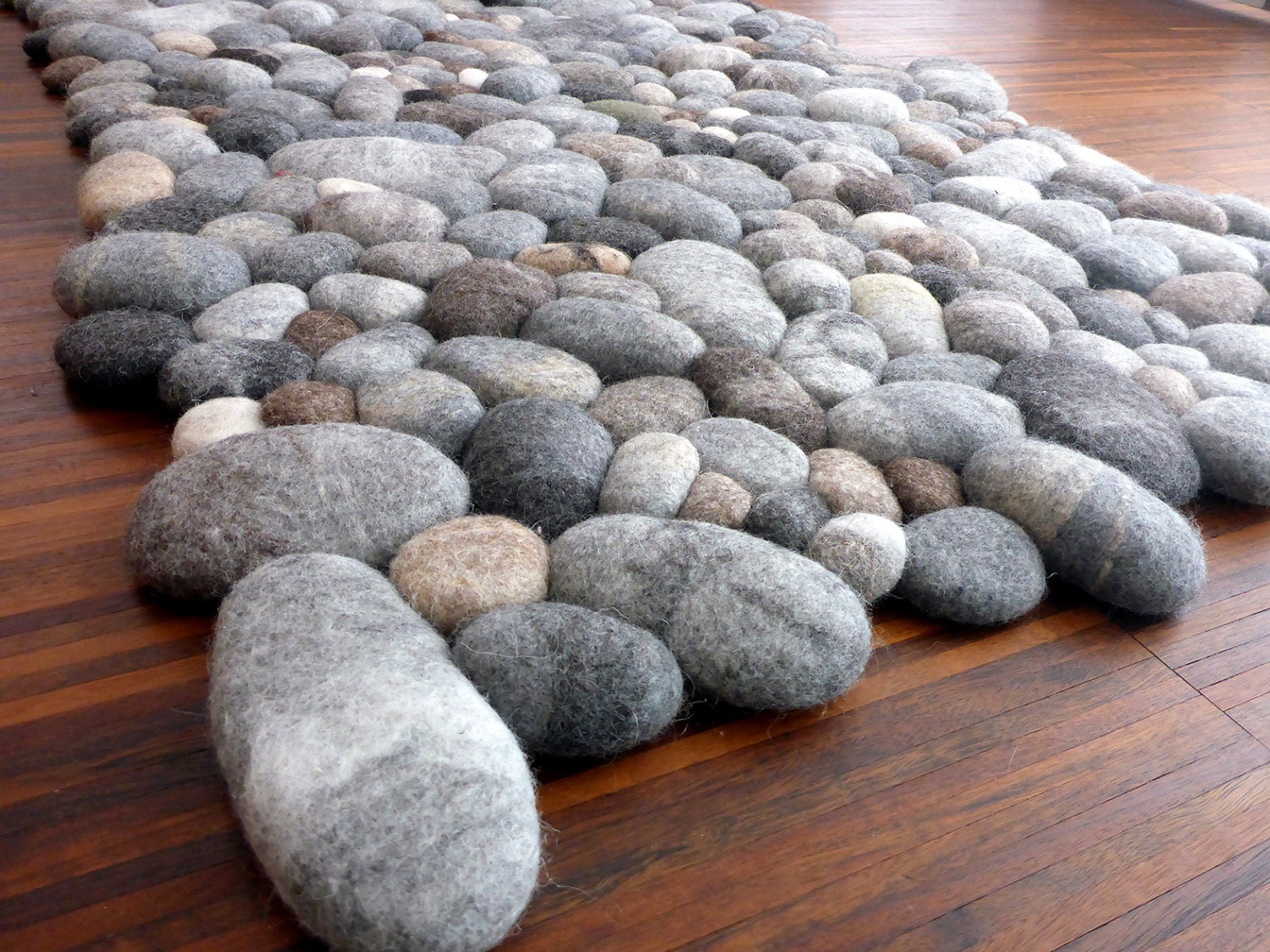 Felt carpet supersoft pebbles felt stone carpet wool from Etsy