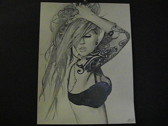 Hand Drawn 11x14 Sexy Pin Up Girl Etsy