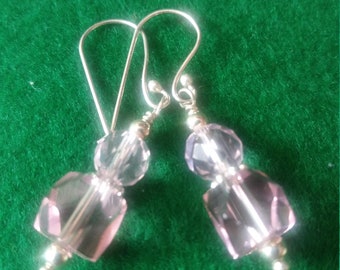 Pink and Clear Glass earrings