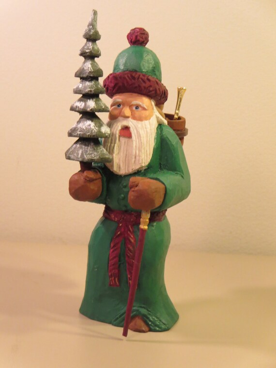 Collectible Wooden German Santa Claus Figurines from the Erzgebirge