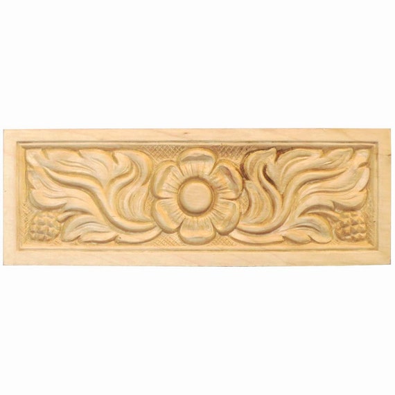 Birch Wood Carving Die Cut Etching Large Flower 2 3 8 X 6 3 4 X 1 4