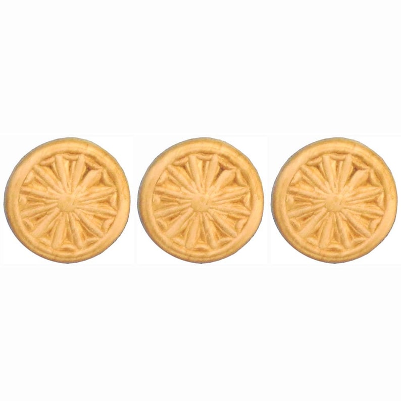 Wood Carvings Birch 1-18 Round Pinwheel Appliques Choose Quantity