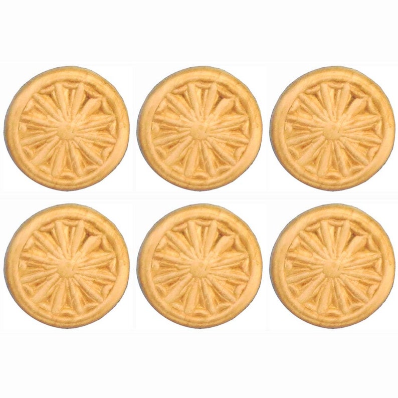 Wood Carvings Birch 1-18 Round Pinwheel Appliques Choose Quantity