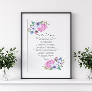 The Lord&#39;s Prayer Floral Digital Print INSTANT DOWNLOAD