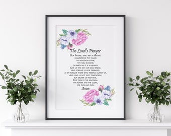The Lord's Prayer Floral Digital Print INSTANT DOWNLOAD