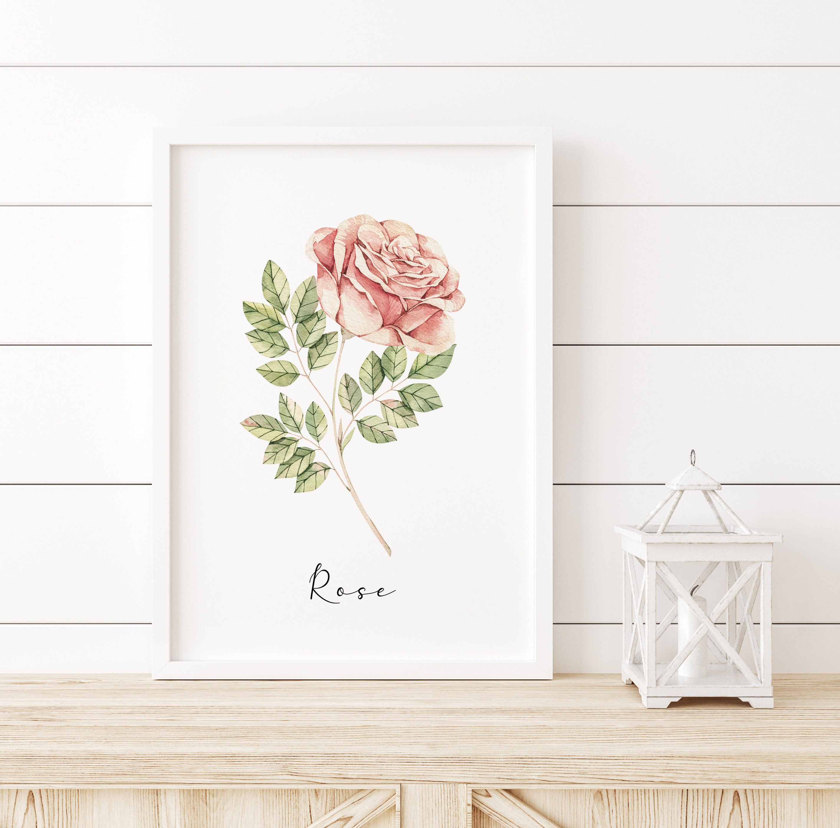 Pink Roses Printable Watercolor Pink Rose Digital Printable INSTANT DOWNLOAD - Etsy