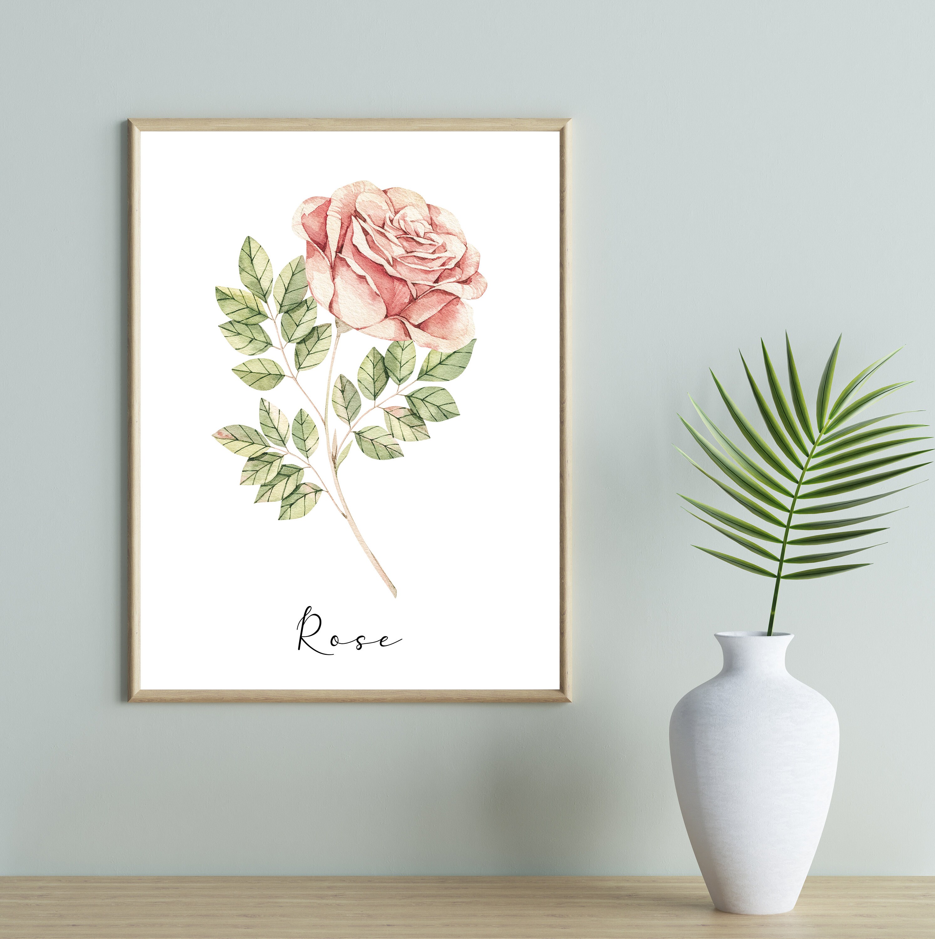 Watercolor Pink Rose Digital Printable INSTANT DOWNLOAD - Etsy
